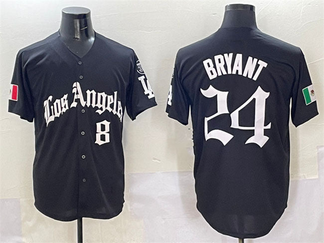 Los Angeles Dodgers Front #8 Back #24 Kobe Bryant Black Mexico 2025 LA Gothic Style With Fernando Patch Vapor Premier Limited Stitched Baseball Jersey