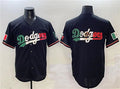 Los Angeles Dodgers Team Big Logo Black Mexico Flag Limited Stitched Baseball Jersey