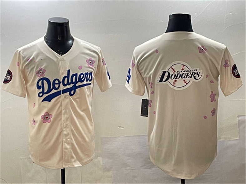 Los Angeles Dodgers Team Big Logo Cream 2025 Tokyo Series Limited Stitched Baseball Jersey