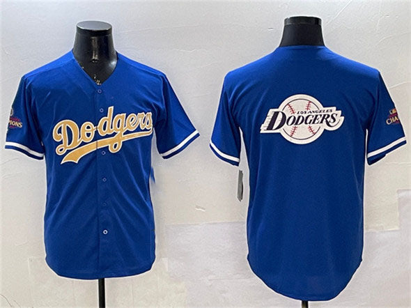 Los Angeles Dodgers Team Big Logo Royal 2025 Gold Collection Limited Stitched Baseball Jersey