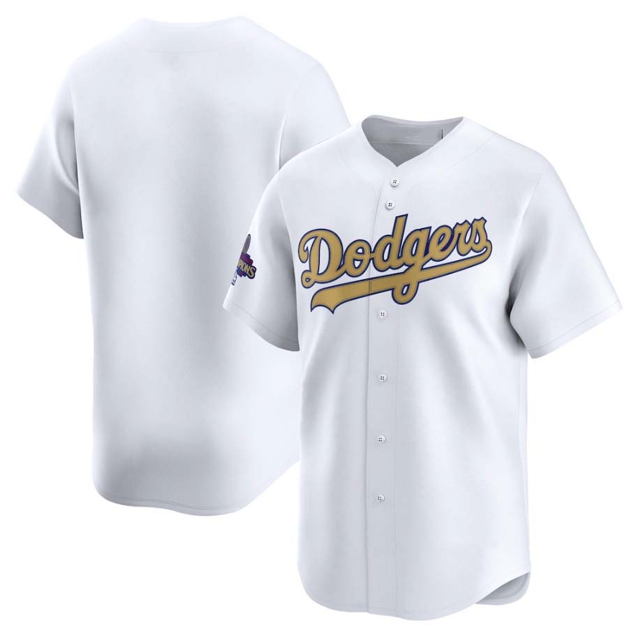 Los Angeles Dodgers White 2025 Gold Collection Limited Stitched Baseball Jersey