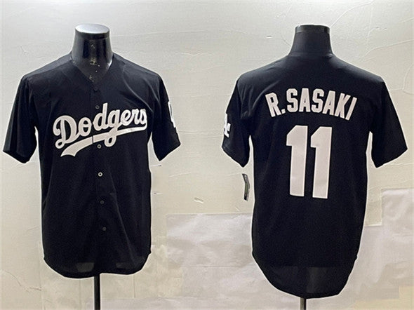 Los Angeles Dodgers #11 Roki Sasaki Black Cool Base Stitched Baseball Jersey