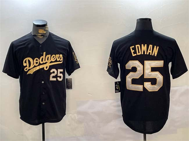Los Angeles Dodgers #25 Tommy Edman Black Gold Limited Stitched Baseball Jersey