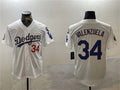 Los Angeles Dodgers #34 Toro Valenzuela White Gold 2024 World Series With Fernando Memorial Patch Home Limited Stitched Baseball Jersey