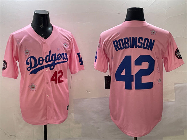 Los Angeles Dodgers #42 Jackie Robinson Pink 2025 Tokyo Series Limited Stitched Baseball Jersey