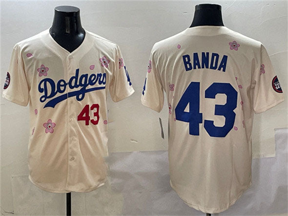 Los Angeles Dodgers #43 Anthony Banda Cream 2025 Tokyo Series Limited Stitched Baseball Jersey