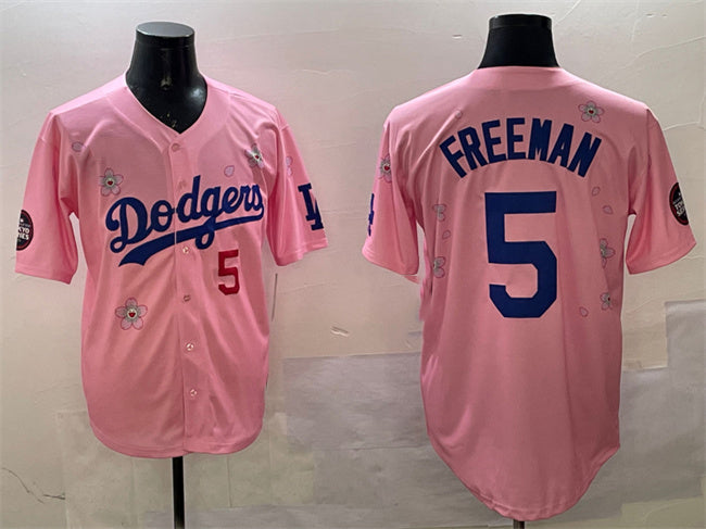 Los Angeles Dodgers #5 Freddie Freeman Pink 2025 Tokyo Series Limited Stitched Baseball Jersey