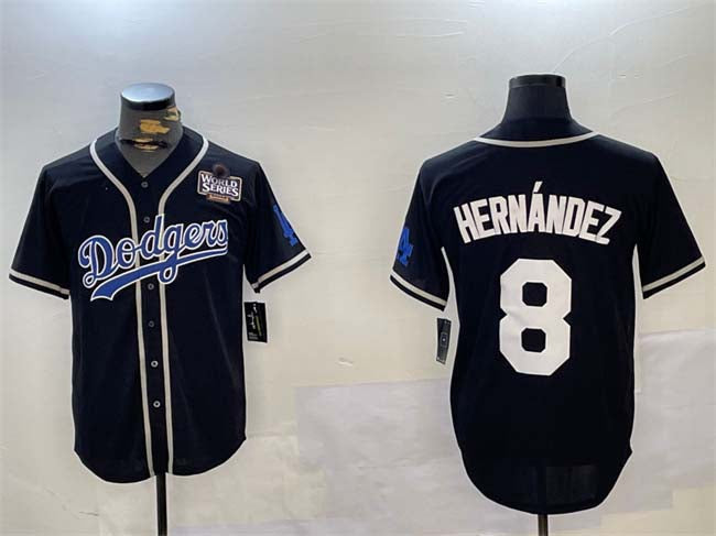 Los Angeles Dodgers #8 Enrique Hern¨¢ndez Black 2024 World Series Cool Base Stitched Baseball Jersey
