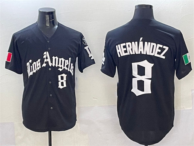 Los Angeles Dodgers #8 Enrique Hernandez Black Mexico 2025 LA Gothic Style With Fernando Patch Vapor Premier Limited Stitched Baseball Jersey