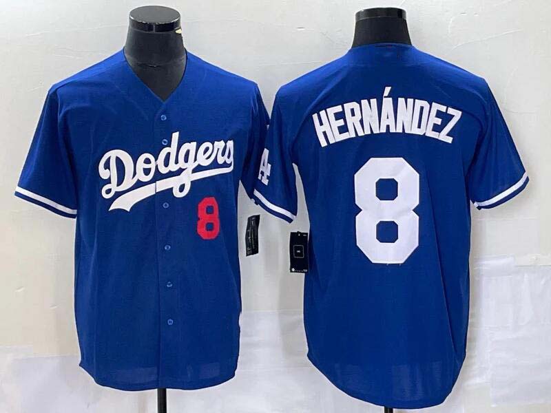 Los Angeles Dodgers #8 Enrique Hern¨¢ndez Blue Flex Base Stitched Baseball Jersey