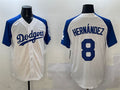 Los Angeles Dodgers #8 Enrique Hernandez White Blue Cool Base Stitched Baseball Jersey