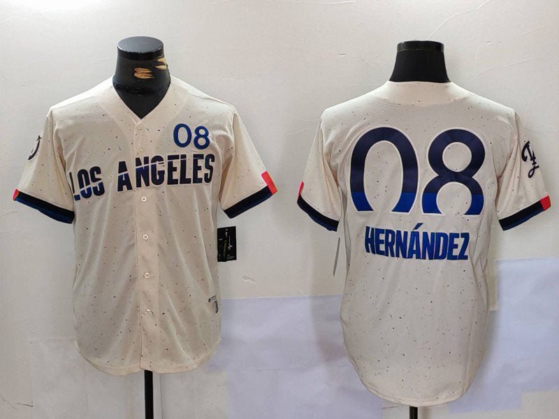Los Angeles Dodgers #8 Kik¨¦ Hern¨¢ndez Cream 2024 City Connect Limited Stitched Baseball Jersey