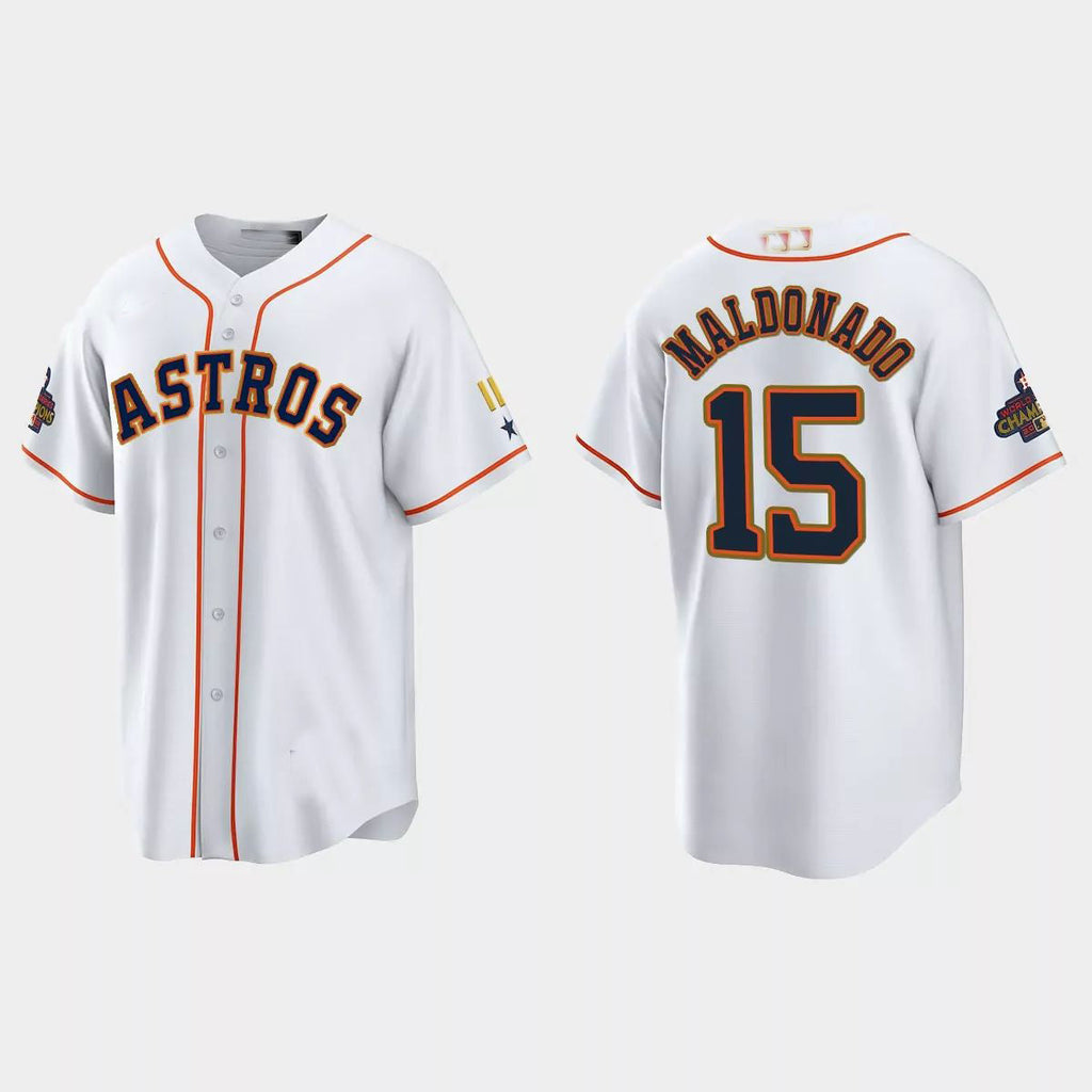 #15 Martin Maldonado Houston Astros 2023 Gold Program Jersey C White Stitches Baseball Jerseys