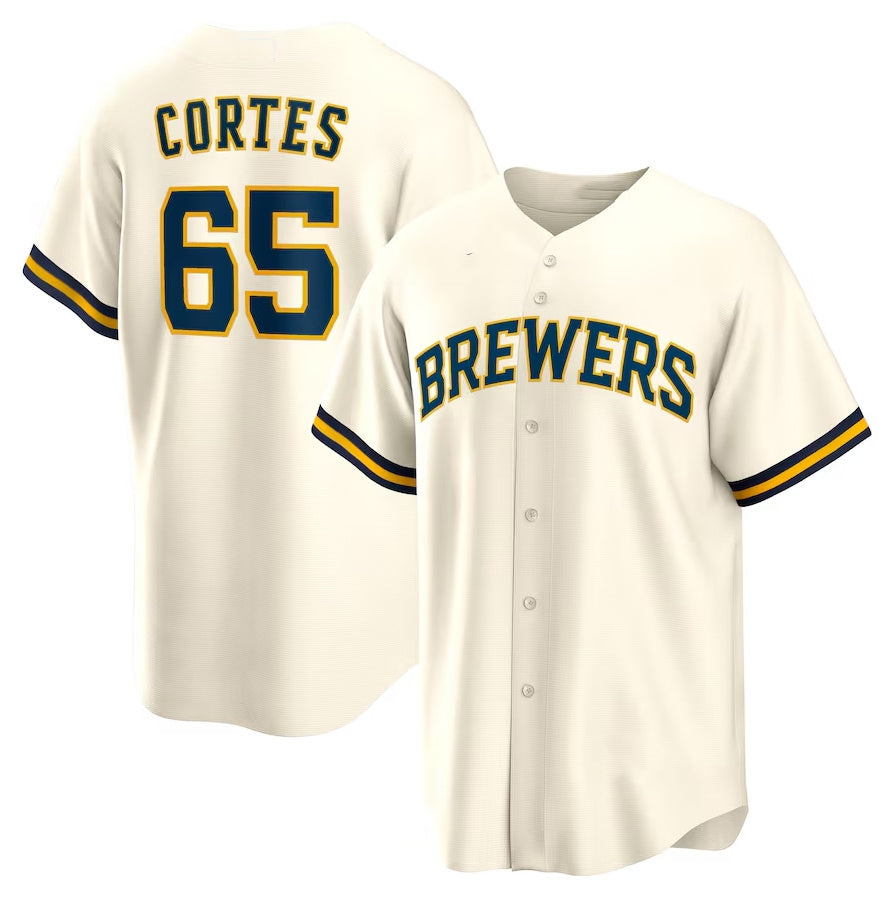 Milwaukee Brewers #65 Nestor Cortes Home Replica Jersey - Cream Stitched Baseball Jersey