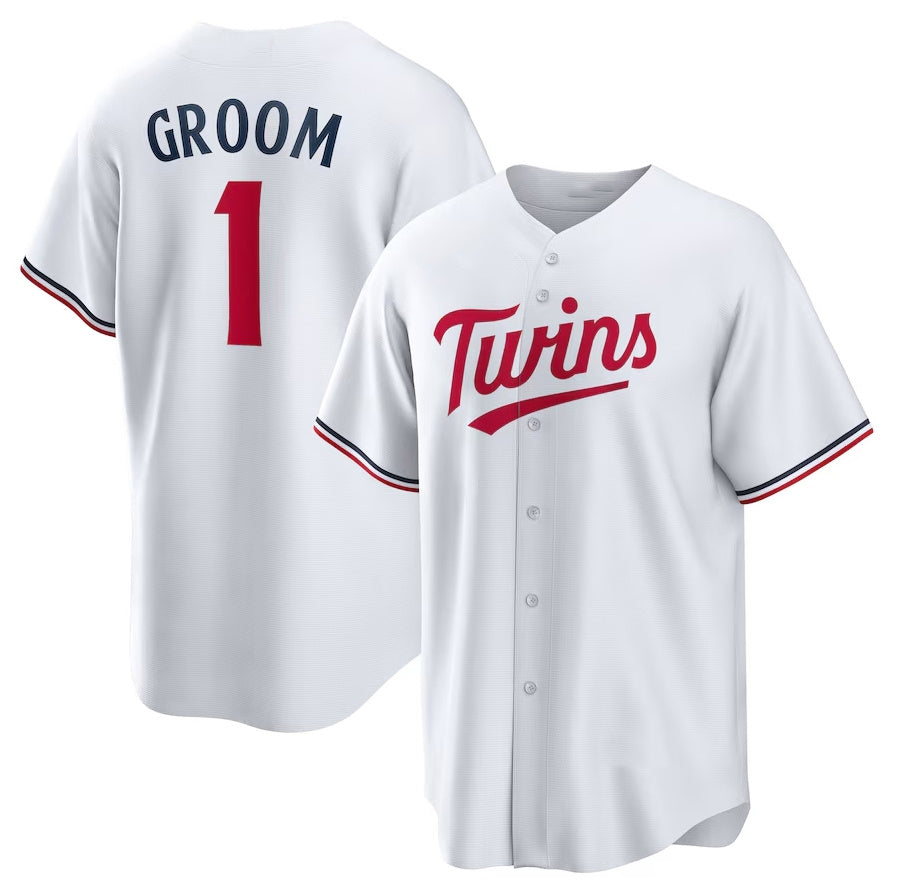 Minnesota Twins #1 Groom Home Replica Jersey - White Stitched Baseball Jersey