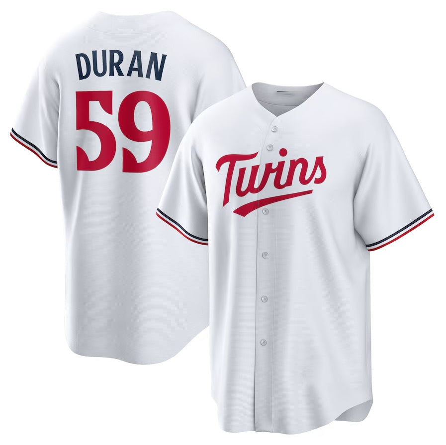 Minnesota Twins #59 Jhoan Duran Home Replica Jersey - White Stitched Baseball Jersey