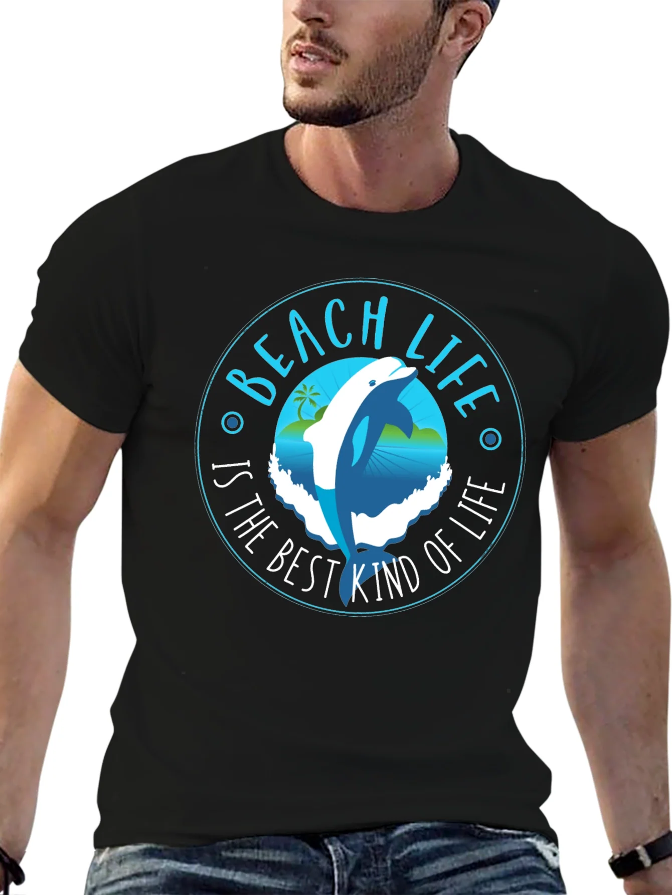 Beach Life Dolphin Graphic T-Shirt