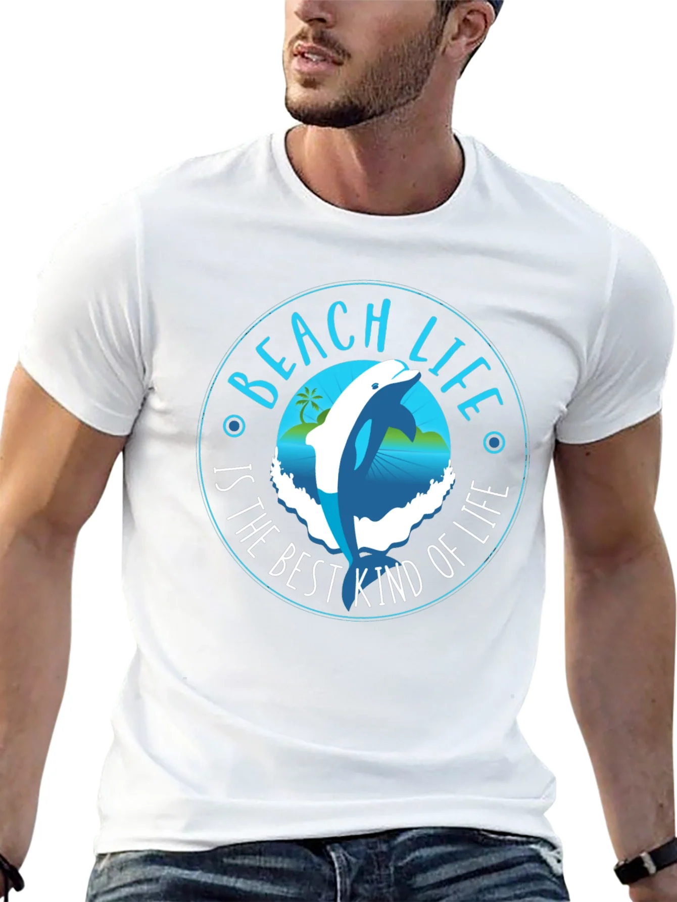 Beach Life Dolphin Graphic T-Shirt