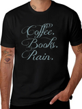 Coffee Books Rain T-Shirt