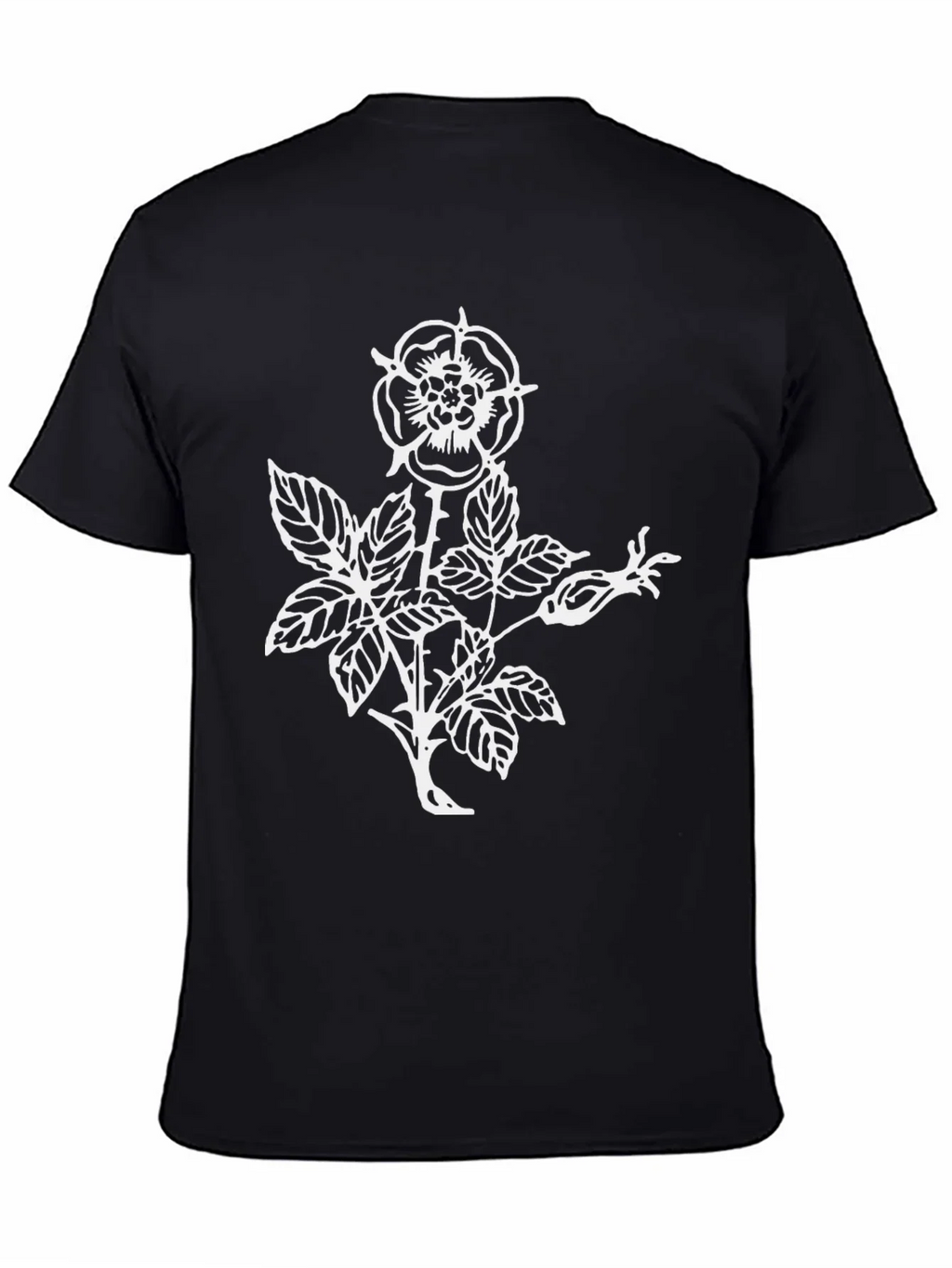 Black T-Shirt with Floral Rose Graphic