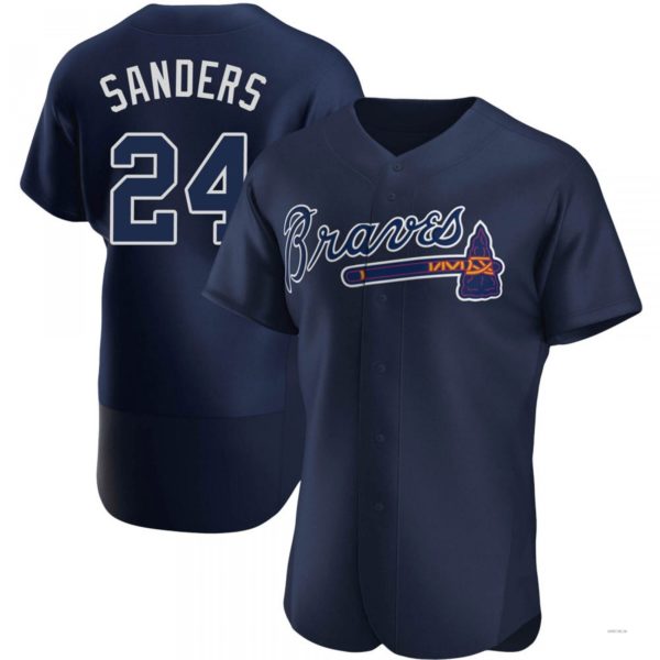 Atlanta Braves #24 Deion Sanders Navy Alternate Team Name Jersey Stitches Baseball Jerseys