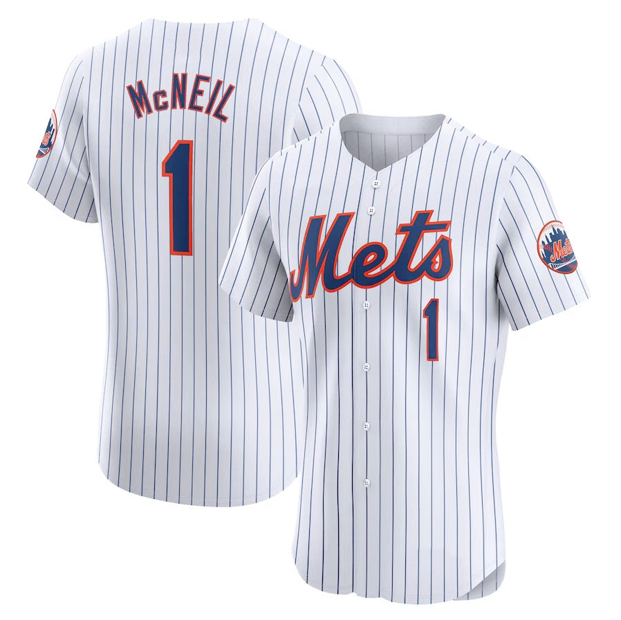 New York Mets #1 Jeff McNeil Home Elite Player Jersey - White Stitched Baseball Jersey