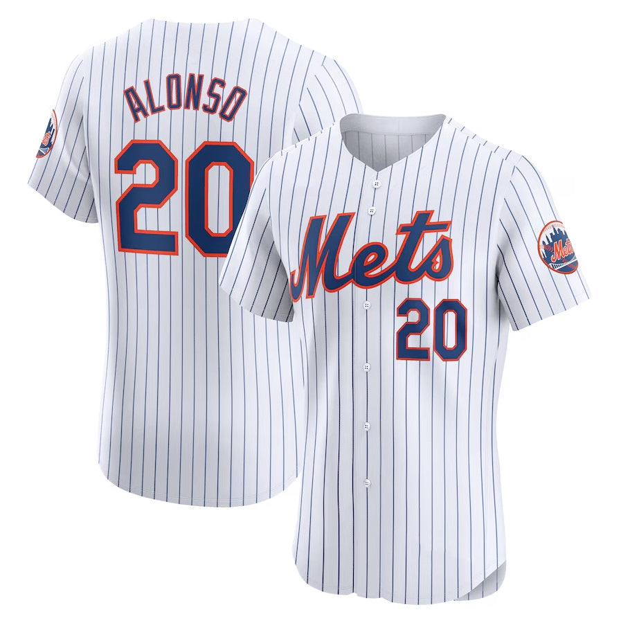 New York Mets #20 Pete Alonso Home Elite Jersey - White Stitched Baseball Jersey