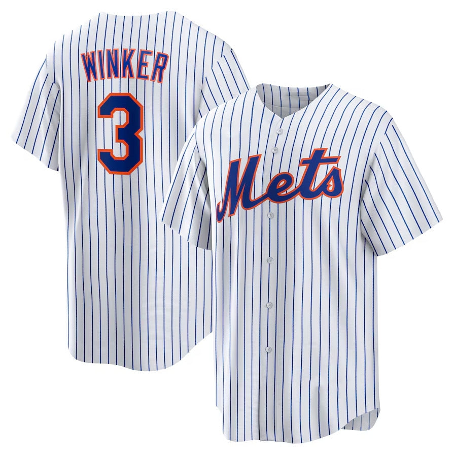 New York Mets #3 Jesse Winker Home Replica Jersey - White Stitched Baseball Jersey
