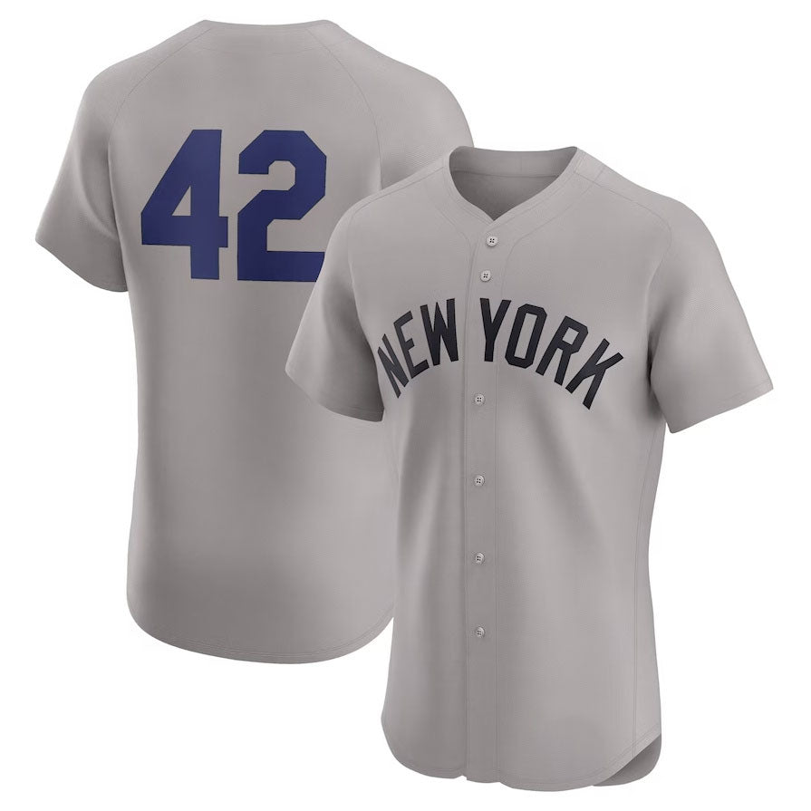New York Yankees Road 2024 Jackie Robinson Day Elite Jersey - Gray Stitched Baseball Jersey