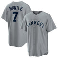 New York Yankees #7 Mickey Mantle Road Cooperstown Collection Player Jersey - Gray Stitched Baseball Jersey