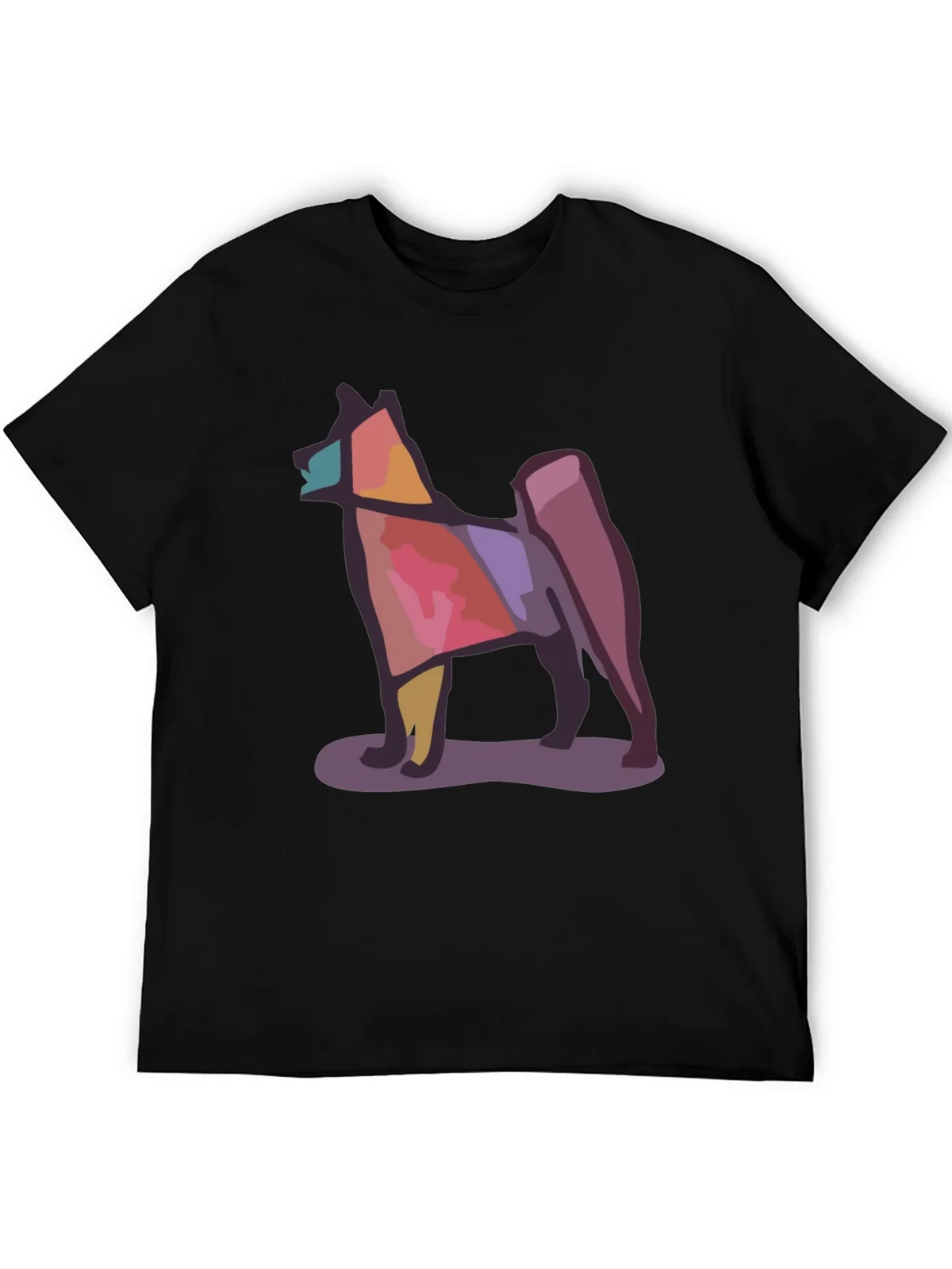 Geometric Dog Graphic Tee - Modern Style