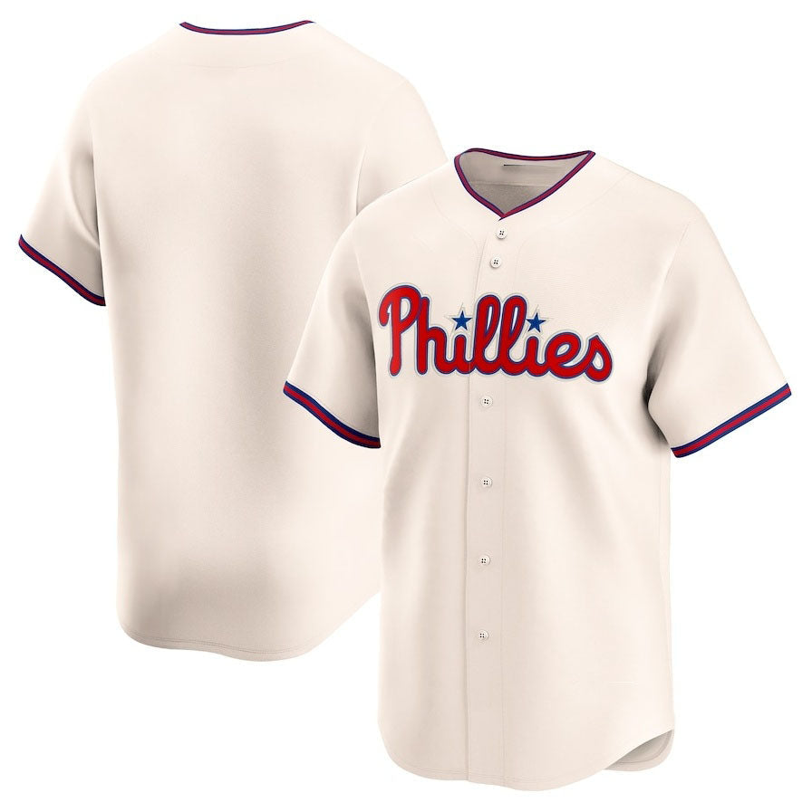 Philadelphia Phillies Alternate Limited Jersey - Cream Stitched Baseball Jersey