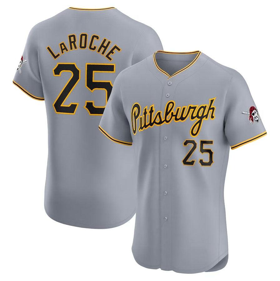 Pittsburgh Pirates #25 Adam LaRoche Road Elite Player Jersey - Gray Stitched Baseball Jersey