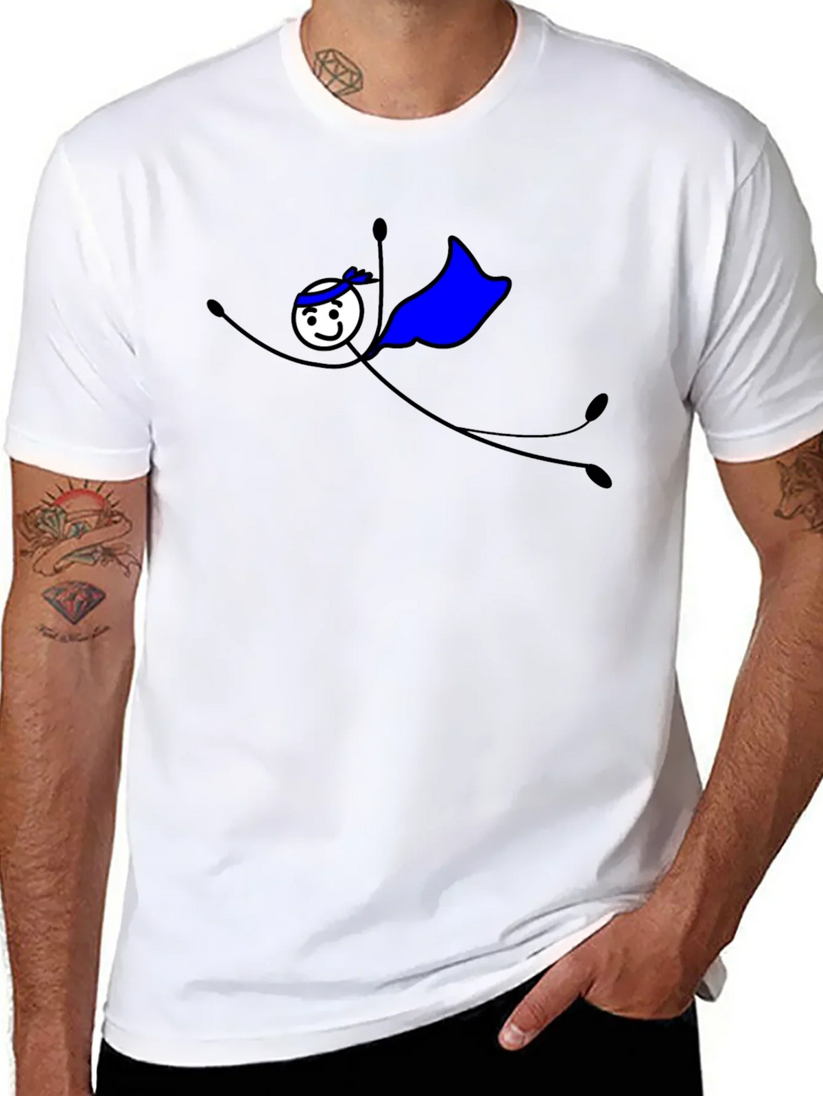 Superhero Stick Figure Graphic T-Shirt