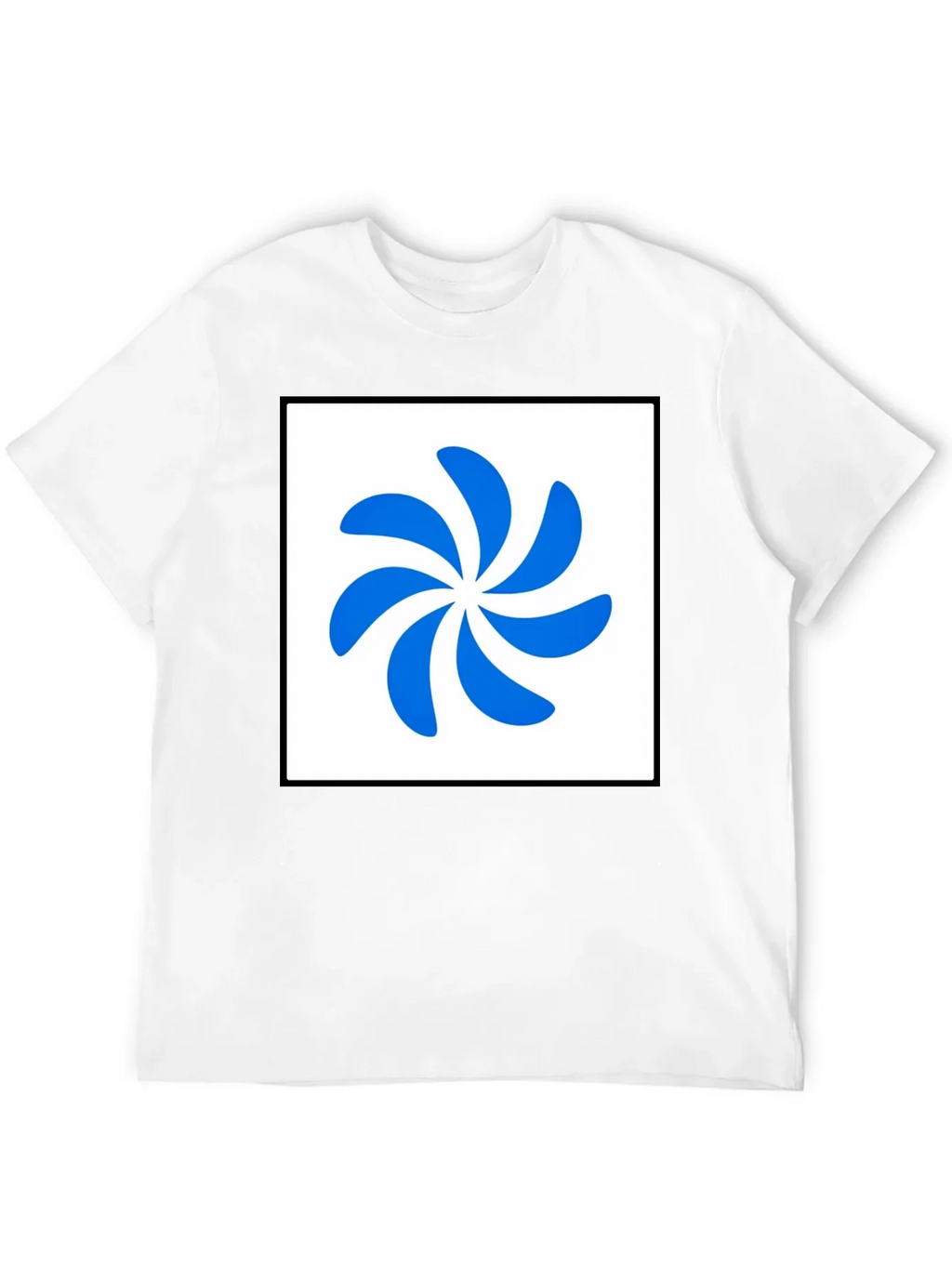 Stylish Black T-Shirt with Abstract Blue Swirl Design