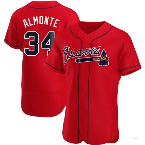 Atlanta Braves #34 Abafckm Almonte Red Alternate Jersey Stitches Baseball Jerseys