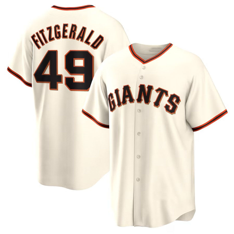 San Francisco Giants #49 Tyler Fitzgerald Home Replica Jersey - Cream Stitched Baseball Jersey