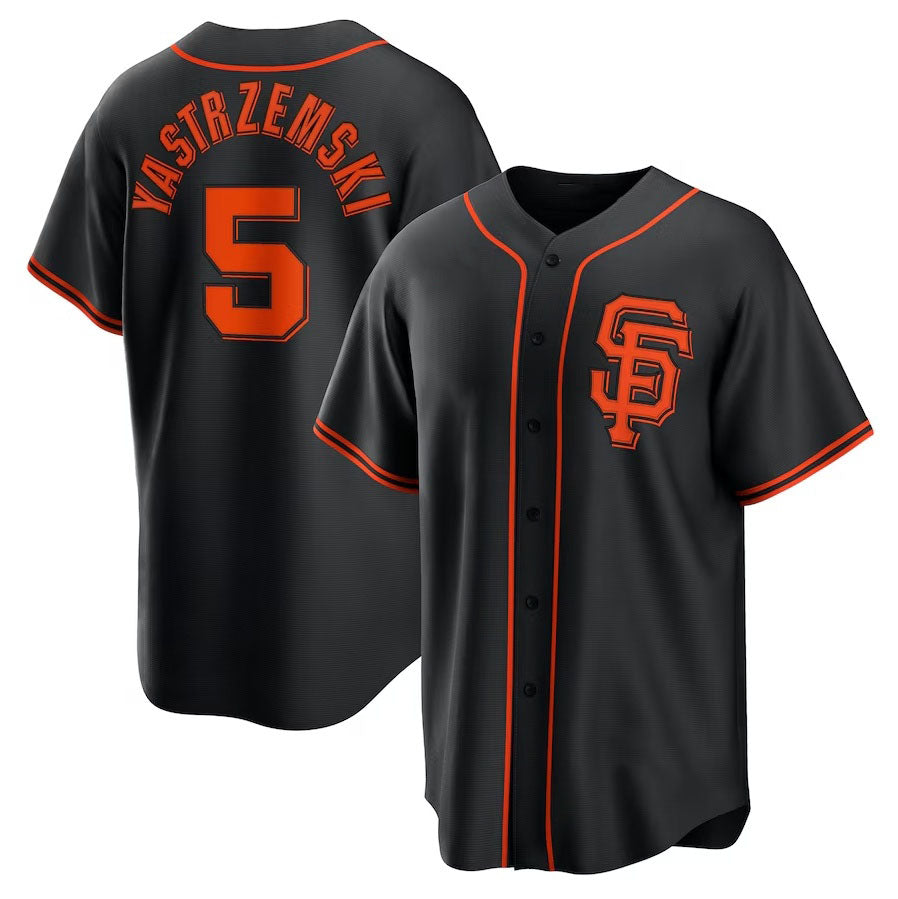 San Francisco Giants #5 Mike Yastrzemski Alternate Replica Player Name Jersey - Black Stitched Baseball Jersey