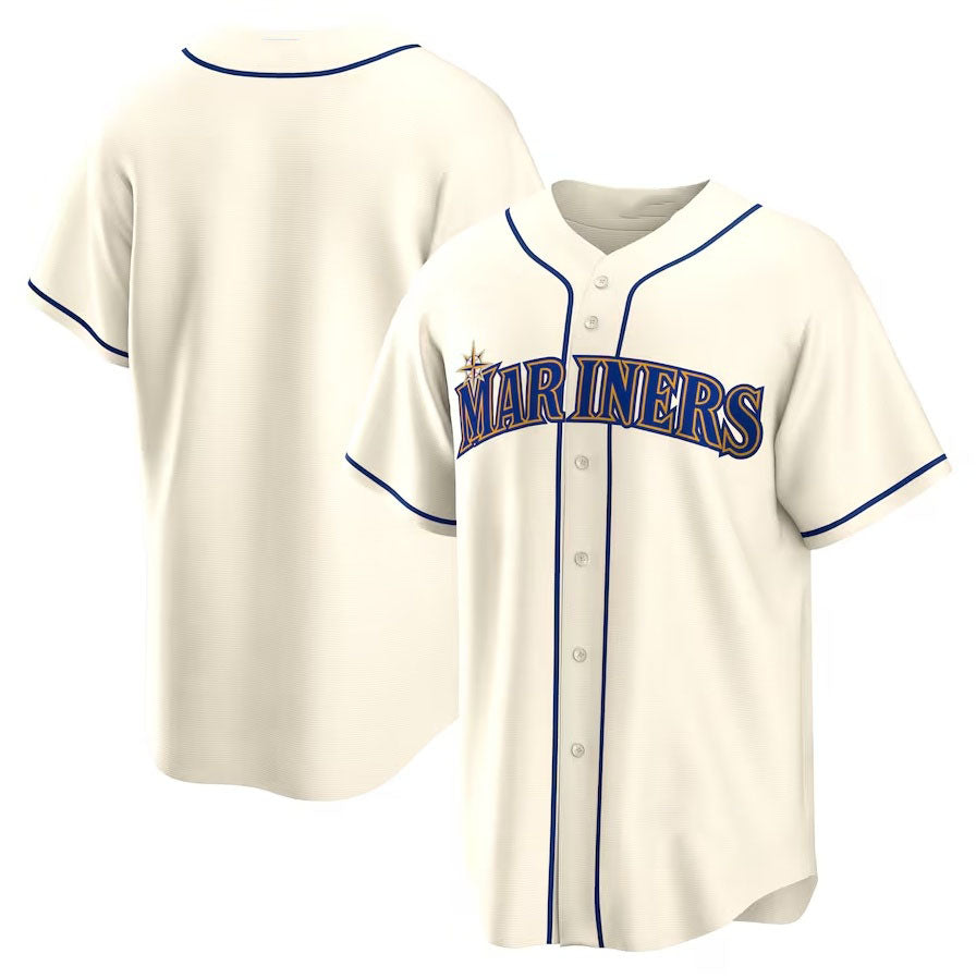 Seattle Mariners Alternate Replica Team Jersey - Cream Stitched Baseball Jersey