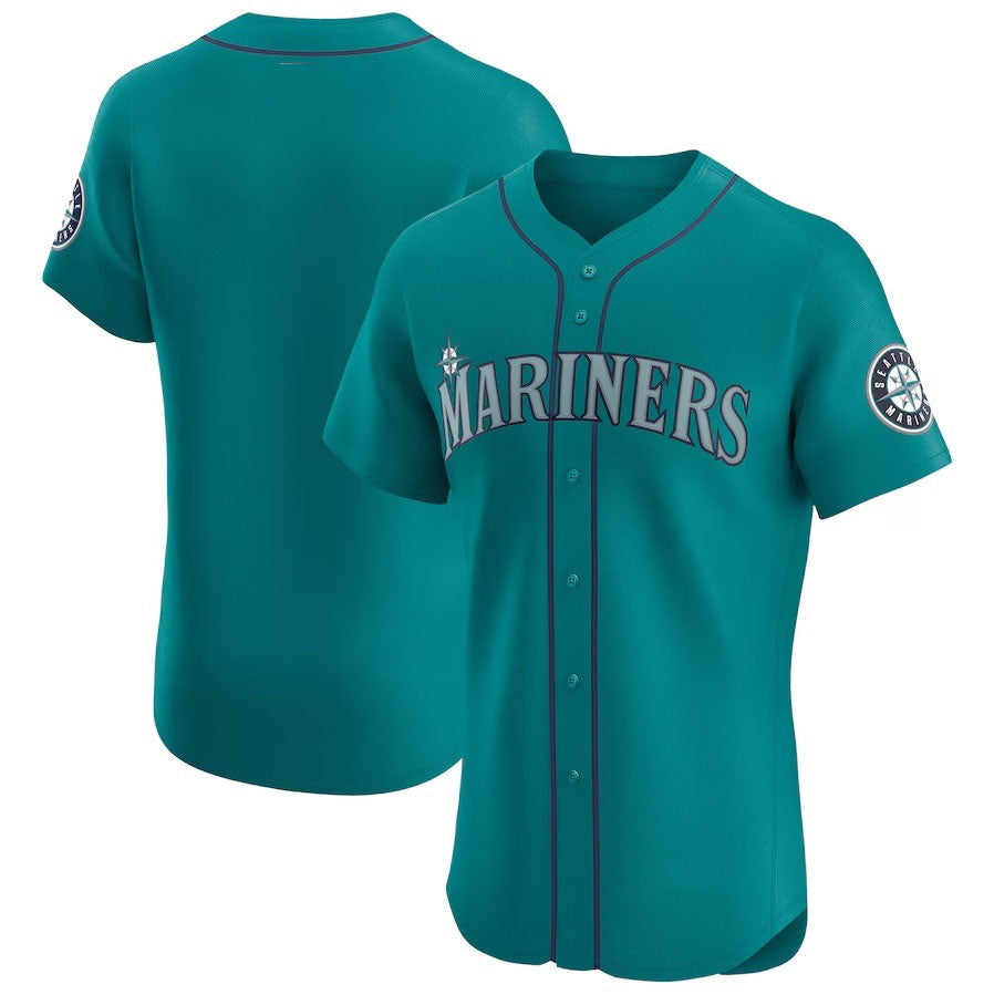Seattle Mariners Alternate Vapor Premier Elite Patch Jersey - Aqua Stitched Baseball Jersey