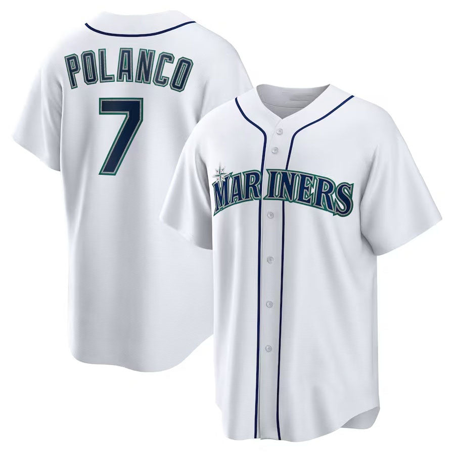 Seattle Mariners #7 Jorge Polanco Home Replica Jersey - White Stitched Baseball Jersey