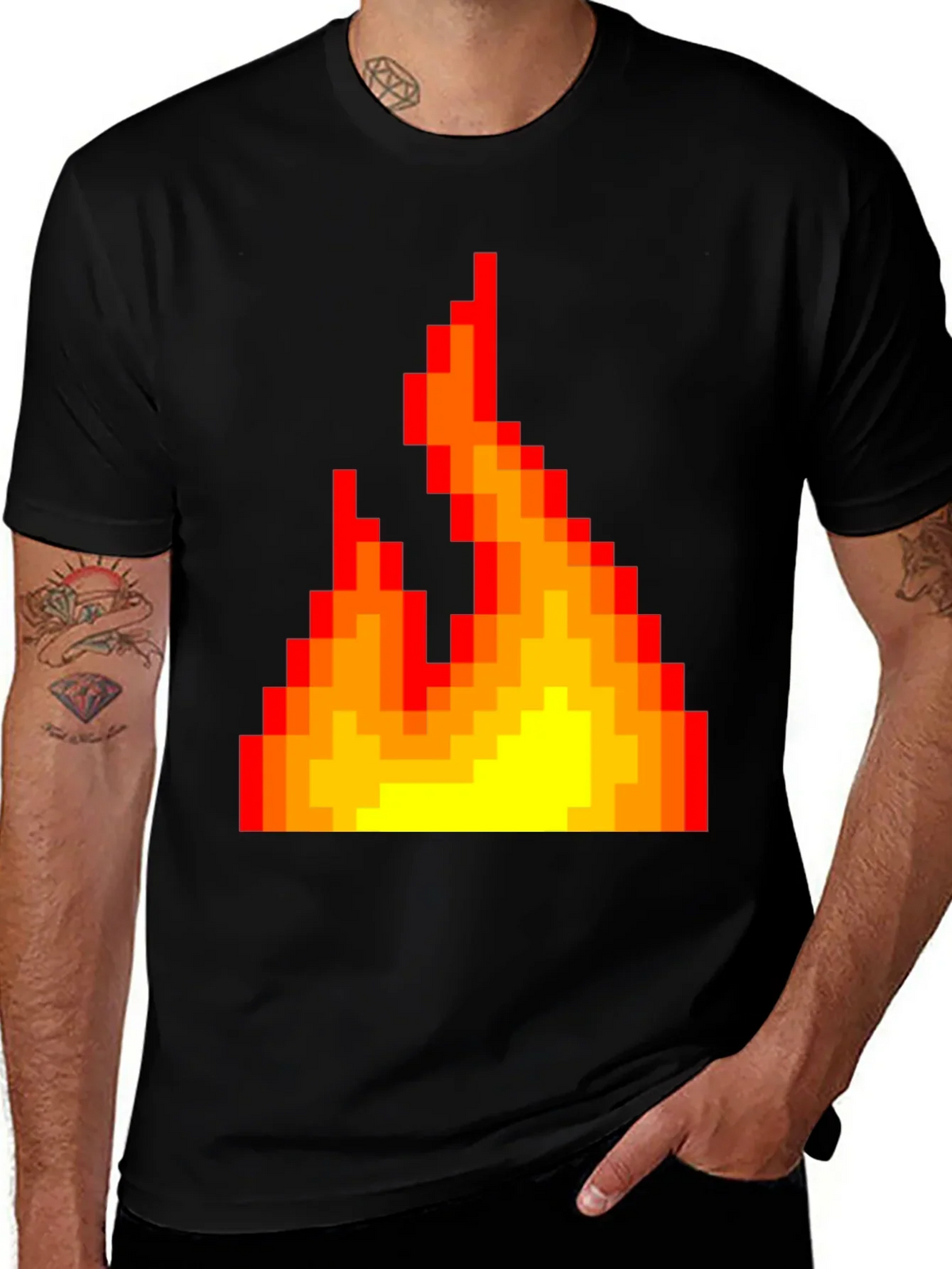 Pixel Fire Graphic Tee - Retro Gaming Style