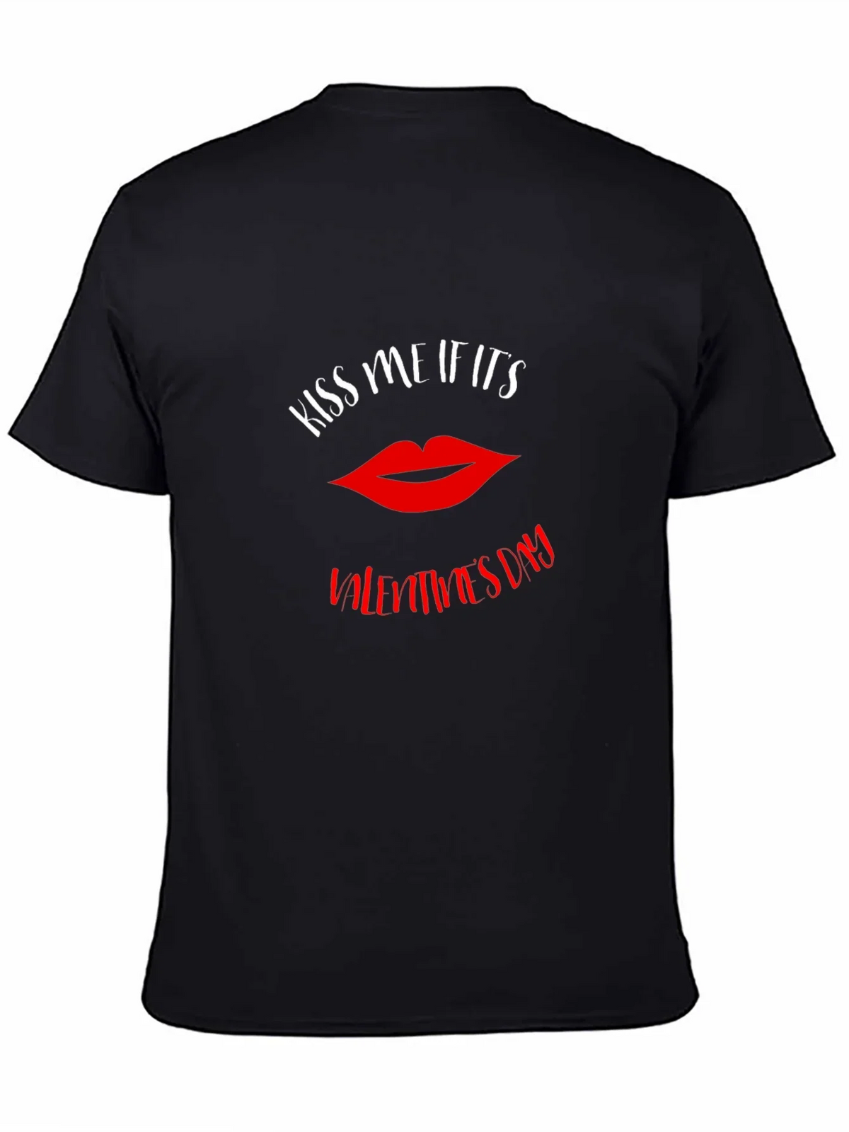 Kiss Me Valentines Day Graphic Tee - Black