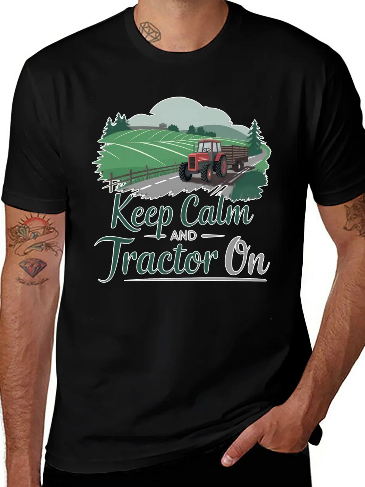 Keep Calm Tractor On Graphic Tee