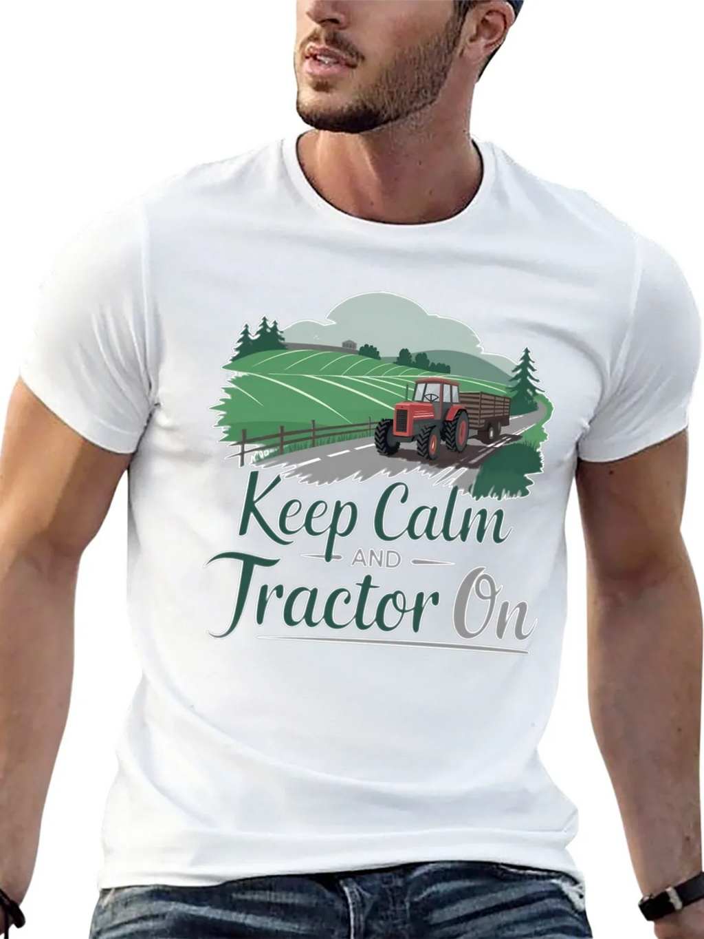 Keep Calm Tractor On Graphic Tee