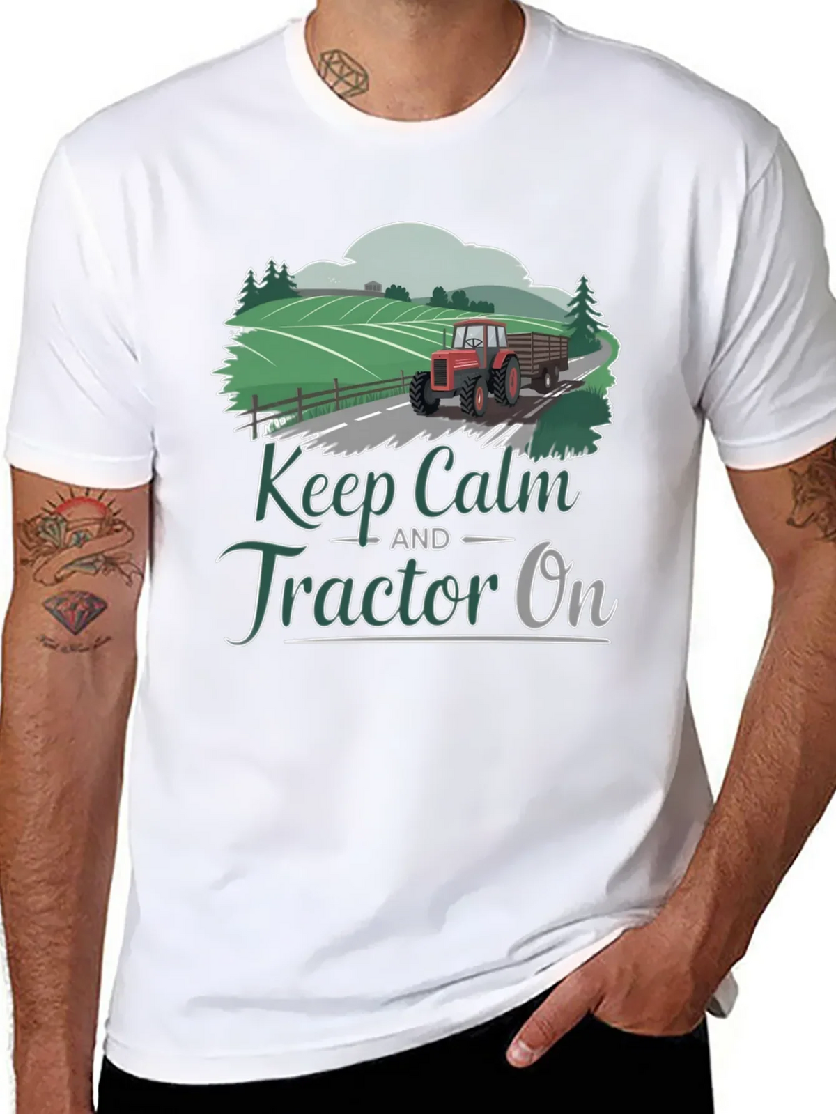 Keep Calm Tractor On Graphic Tee