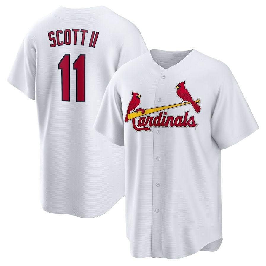 St. Louis Cardinals #11 Victor Scott II Home Replica Jersey - White Stitched Baseball Jersey