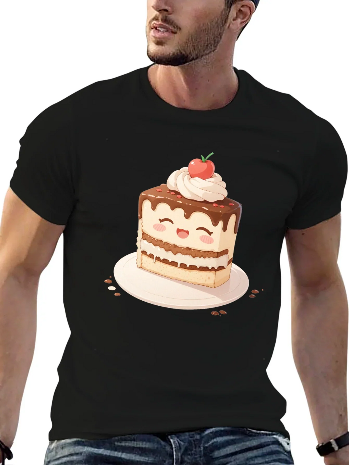 Cute Cake Slice Graphic T-Shirt - Sweet Treat Tee