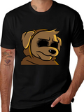 Cartoon Dog Graphic T-Shirt - Soft Black Tee