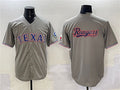Texas Rangers Team Big Logo Gray With Patch Cool Base Stitched Baseball Jersey